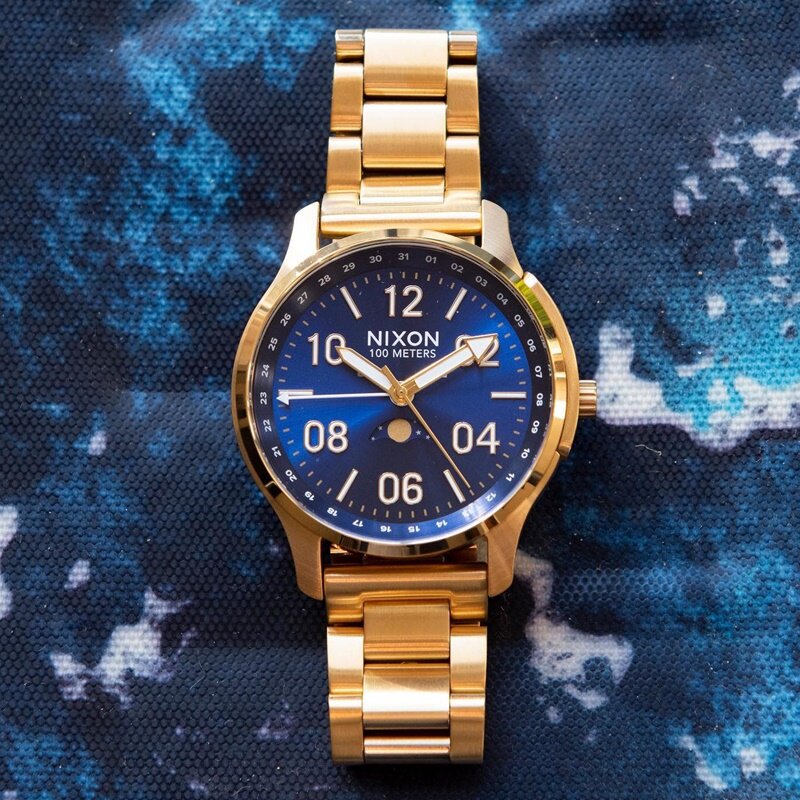 代购正品nixonascender尼克松手表金色钢带蓝色表盘欧美腕表