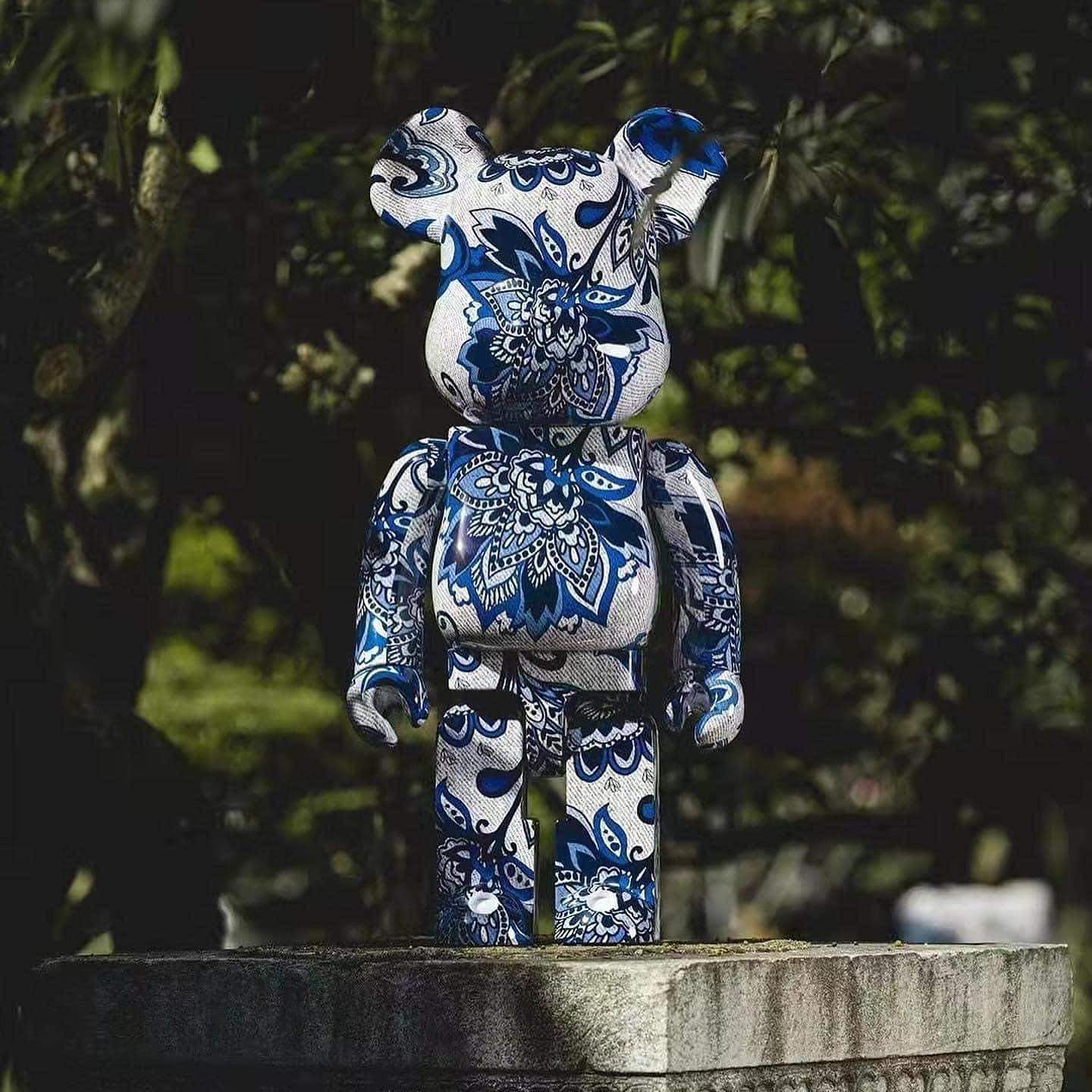 bearbrick400青花瓷暴力熊1000积木熊手办中国风潮公仔摆件潮玩盲盒