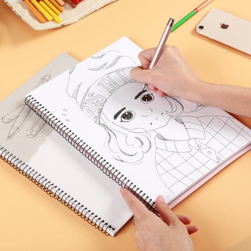 速写本钢笔彩墨速写本活页线圈绘画本复古素描本手绘小清新简约学生用
