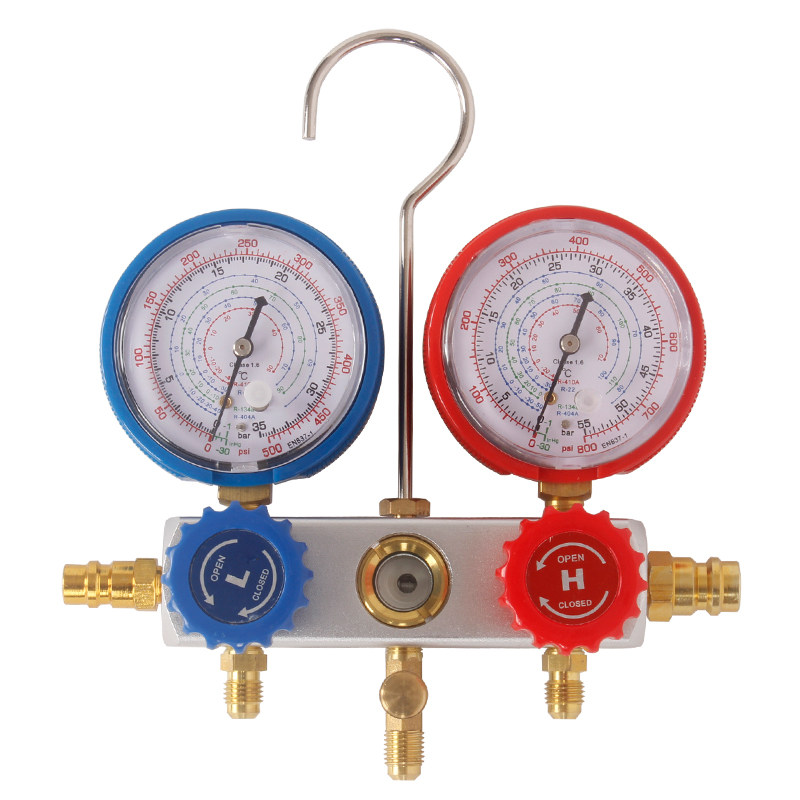 广一 汽车雪种表加氟表双表阀冷媒表空调雪种表 r134a制冷压力表