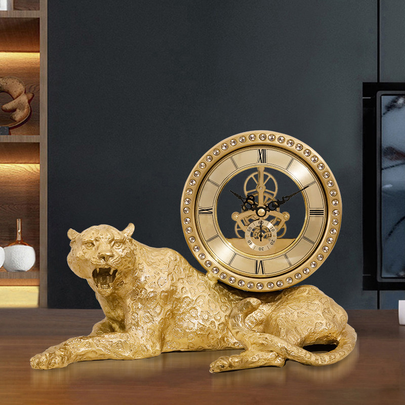 黄铜座钟客厅办公桌装饰台式钟表玄关摆件招财座钟