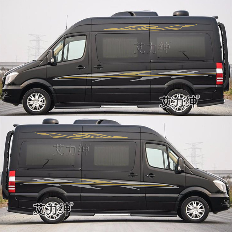 奔驰斯宾宾特车身彩条拉花凌特房车商务商务车汽车装饰贴