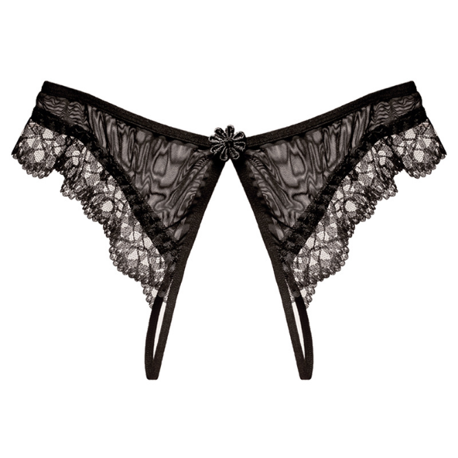 女士内裤开档开叉免脱情趣诱惑蕾丝丁字裤低腰性感火辣 - 皇后美裤