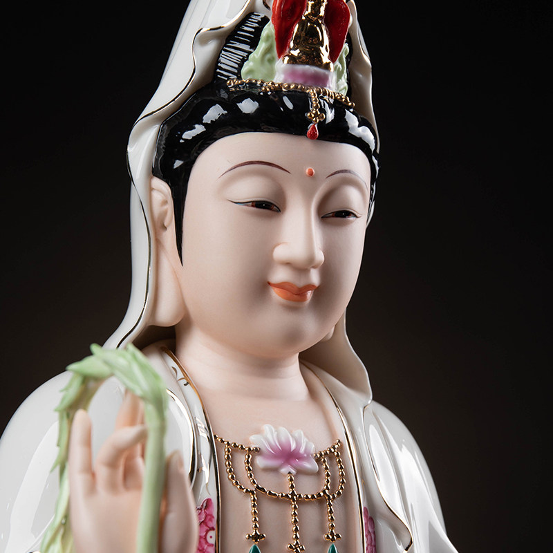 菩萨七珍德化白瓷南海观音佛像神像供奉家用装饰摆件