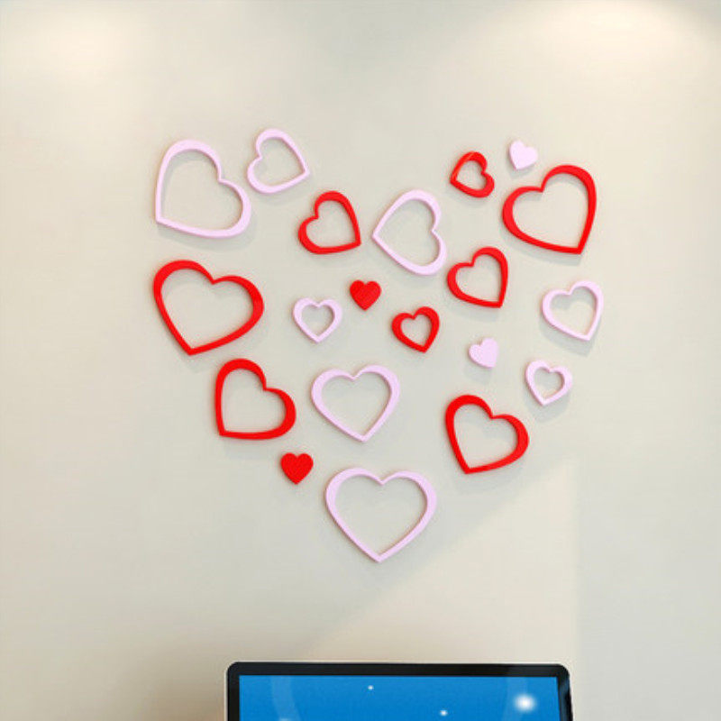 爱心贴画装饰墙面儿童客厅卧室心形自粘立体墙贴