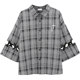 Cat ready to original gray plaid shirt jacket Harajuku cool handsome stitching straps hollow Cat ready to original gray plaid shirt jacket Harajuku cool handsome stitching straps hollow