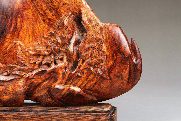 仙友海南黄花梨虎皮纹水波纹寿桃摆件海黄木雕摆件祝寿礼品