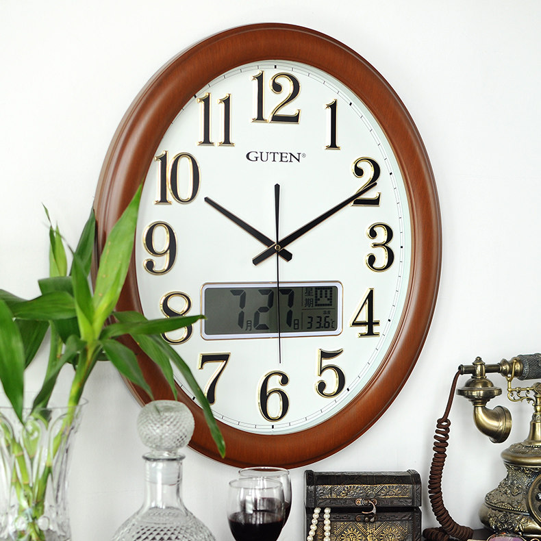 电子挂钟客厅静音现代简约卧室办公室时钟温度湿度挂钟