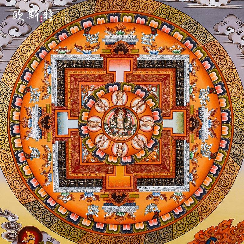 欧斯特四臂观音坛城唐卡密宗供奉西藏手绘佛像现代装饰画