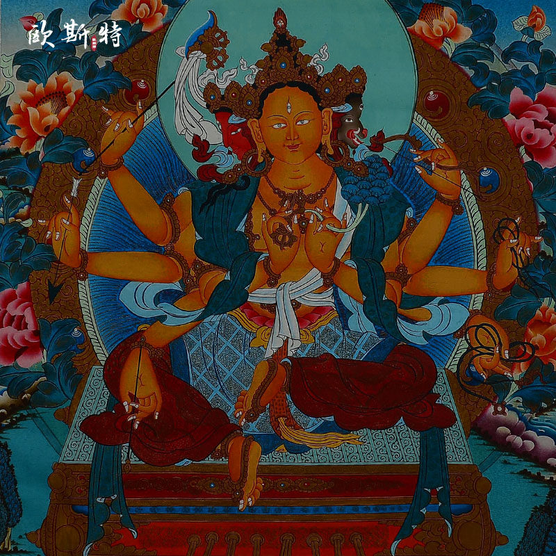 天然矿物颜料画心 聚光佛母 积光佛母 摩利支天佛母 佛像 唐卡