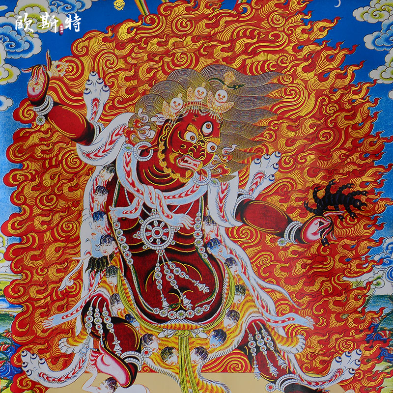 唐卡西藏镀金金莲花生大师佛像挂画愤怒莲师现代装饰画
