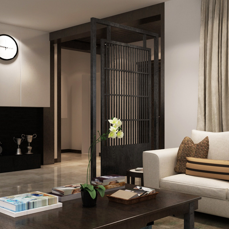 隔断现代简约实木客厅屏风中式玄关座屏办公室酒店座屏