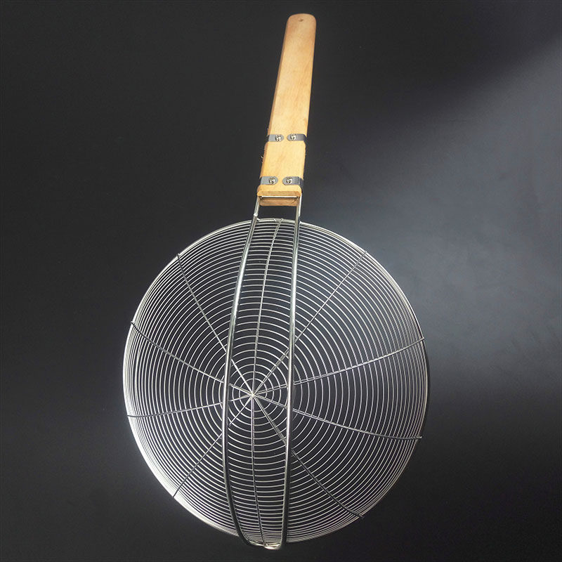 特厚不锈钢木柄大号漏勺钢丝篱线漏炸笊篱油炸漏勺