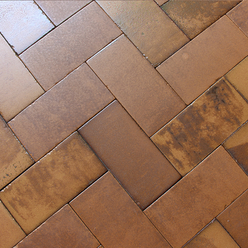 法式复古手工窑变棕色长条地砖防滑地板板砖釉面砖