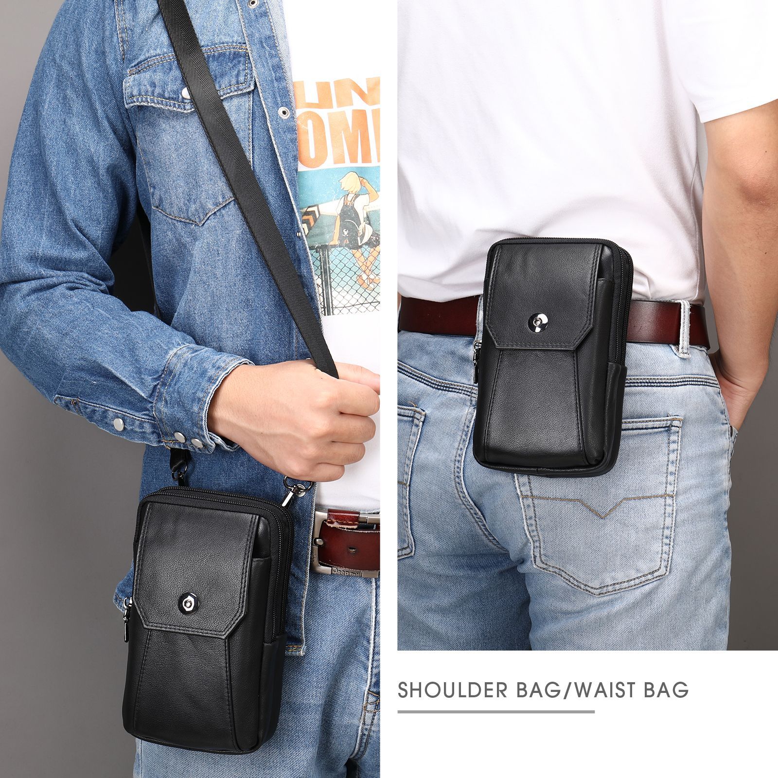 正品 新潮流厂家直销新款时尚户外腰包男士手机腰包男用牛皮单肩