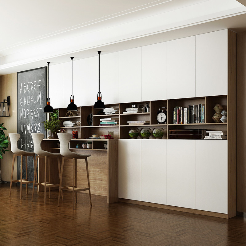 吧台书柜组合北欧 客厅家用文件柜 靠墙收纳柜经济型书柜书房家具