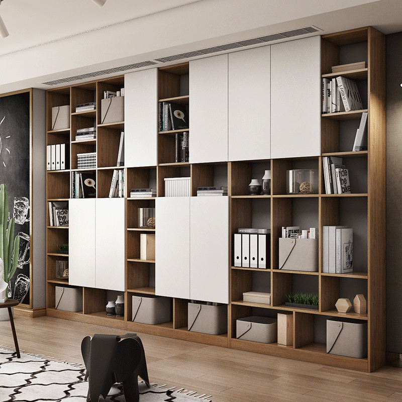 北欧整面墙大书柜到顶 定制客厅背景墙落地展示柜陈列柜置物架-mc母婴