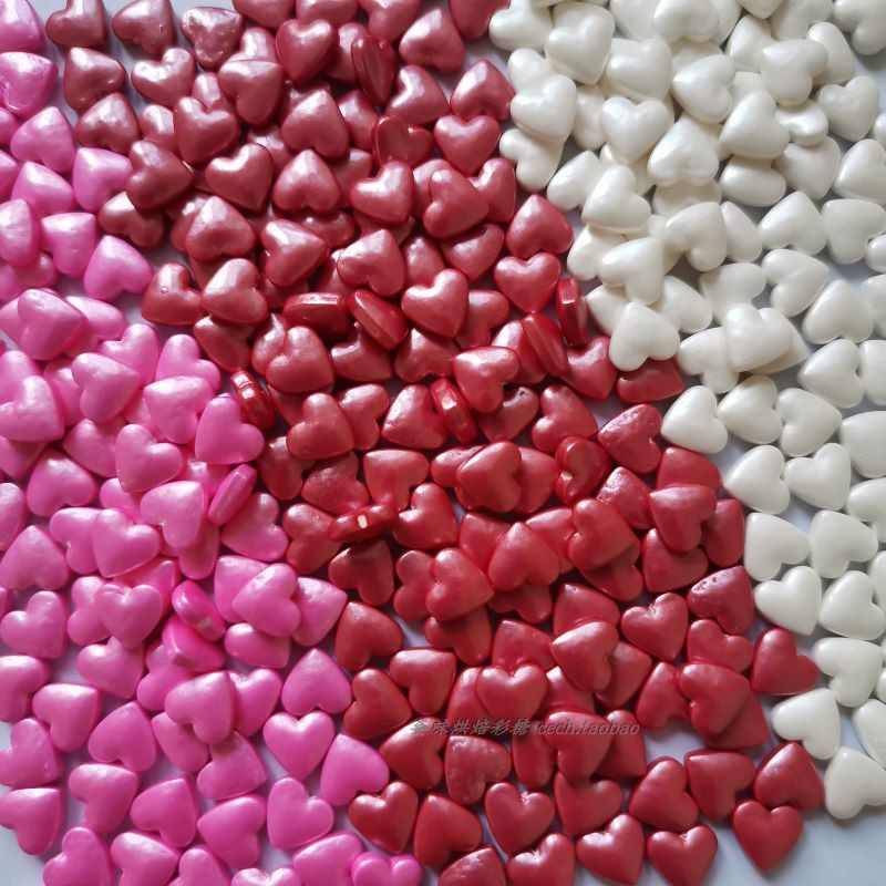 粉红小爱爱心紫色糖珠甜品食用白彩糖奶油裱花其他