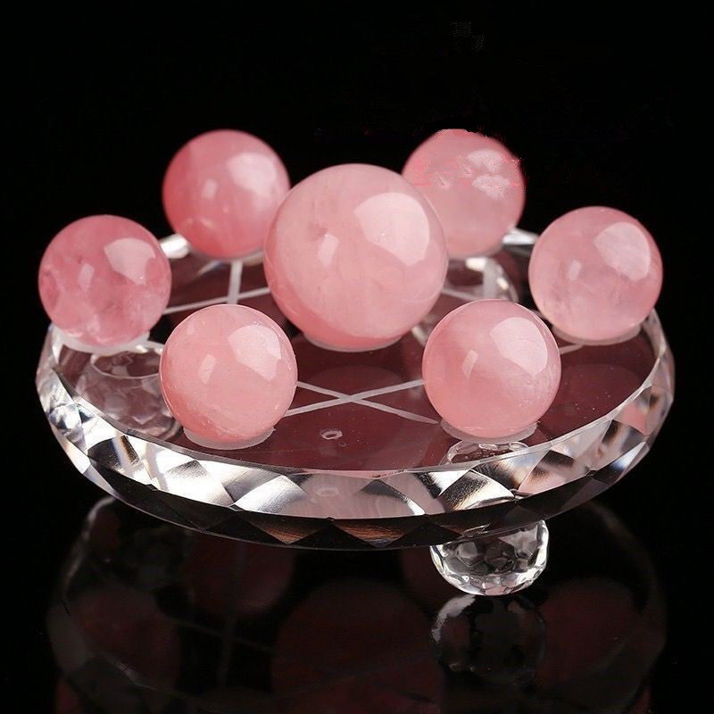 摆件天然水晶七星粉色水晶球原石单身男女卧室家居摆件