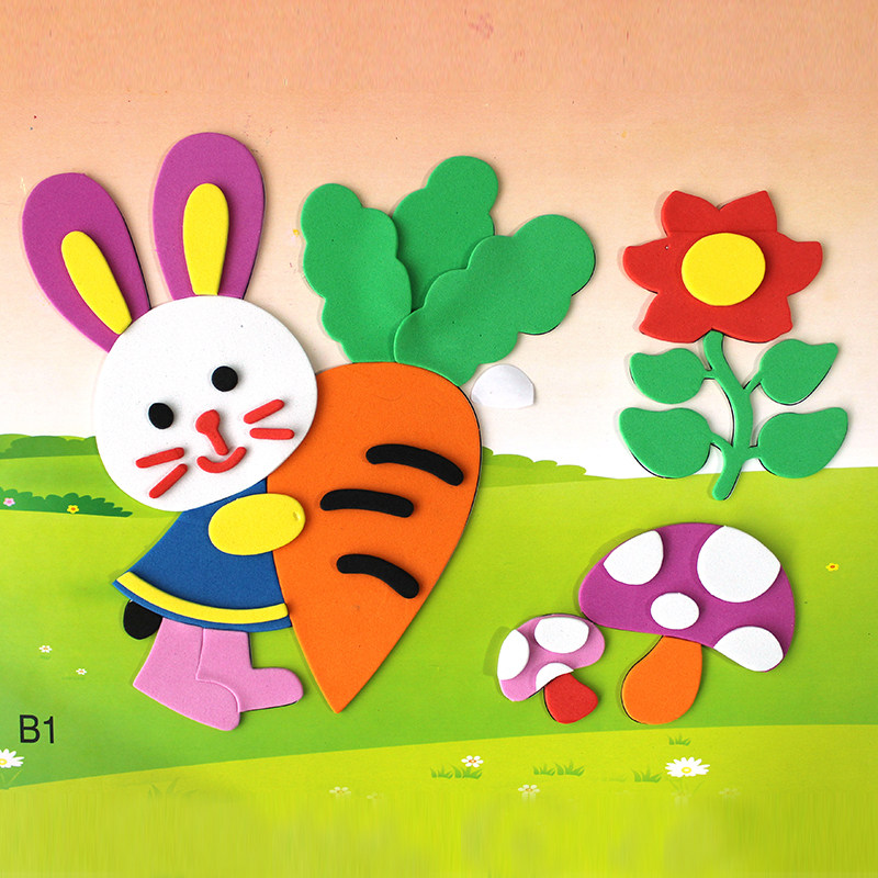 幼儿贴画黏贴海绵画纸粘贴立体3d儿童钻石手工创意粘贴类