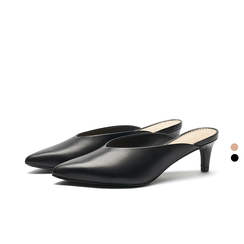 clarks其乐女鞋genoa55mule春夏新款猫跟穆勒真皮包头拖