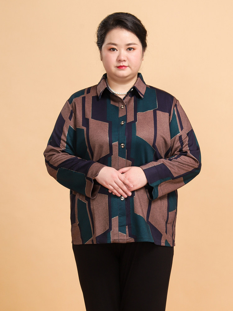 中老年胖妈妈妈春装外套短款衬衫200斤老年人奶奶中老年女装
