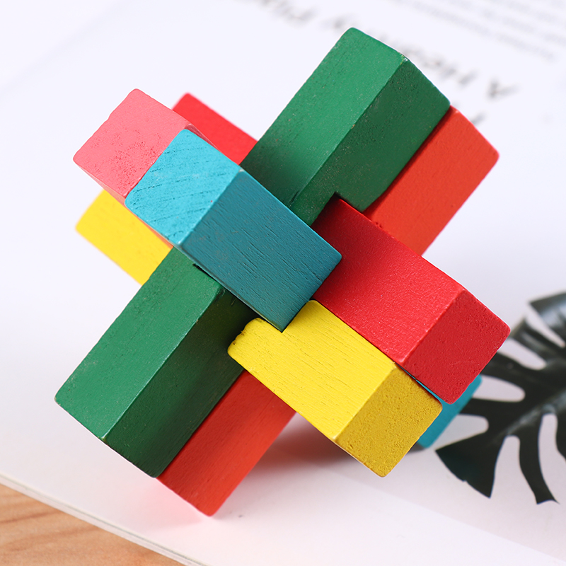 鲁班益智彩色六根孔明锁木制力解玩具六通智力解锁