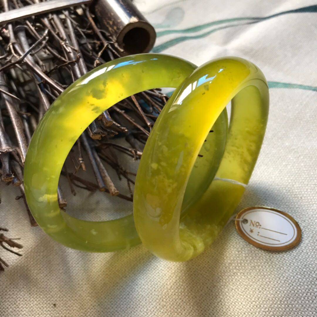 手镯黄金玉天然岫玉扁条女款玉镯高冰微朝鲜黄手镯手镯