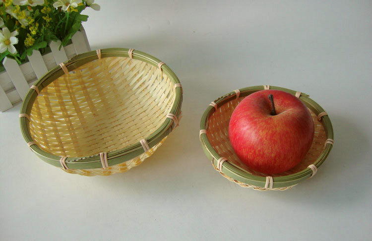 包邮竹编迷你小果篮零食干果盘糕点茶点盘 簸箕竹筐竹篓 点心盘