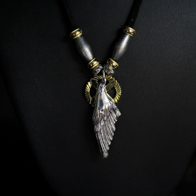 日本正品代理horizonblue银饰eagleface全银全金项坠