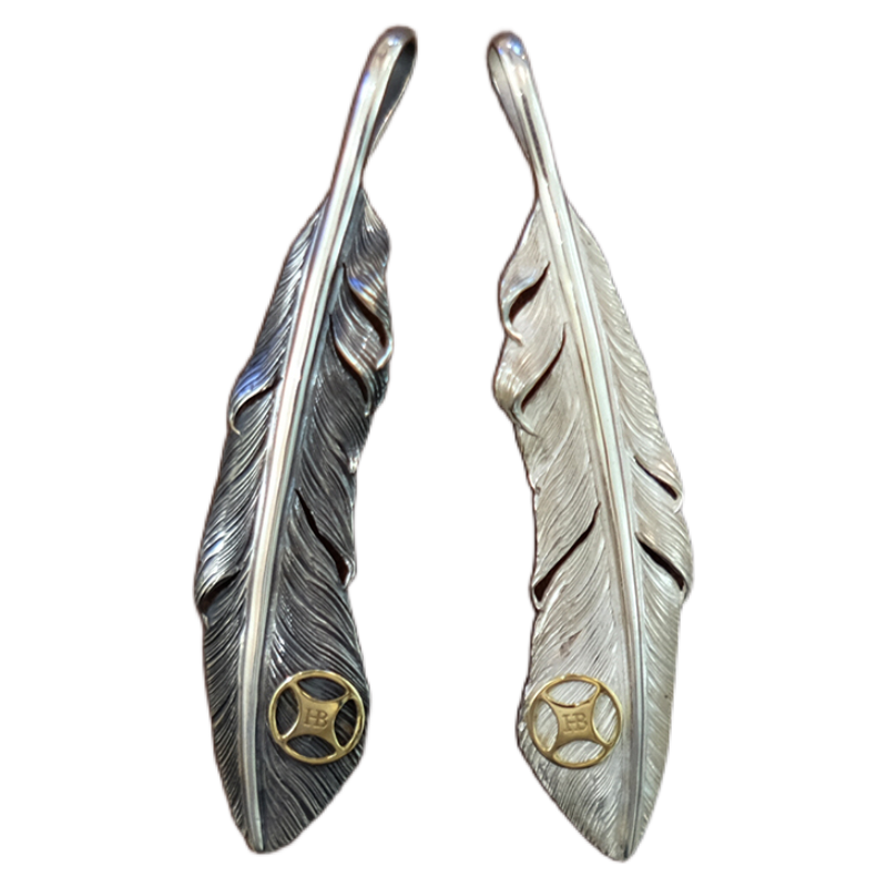 日本正品代理horizonblue银饰18klogo6cm银羽项坠