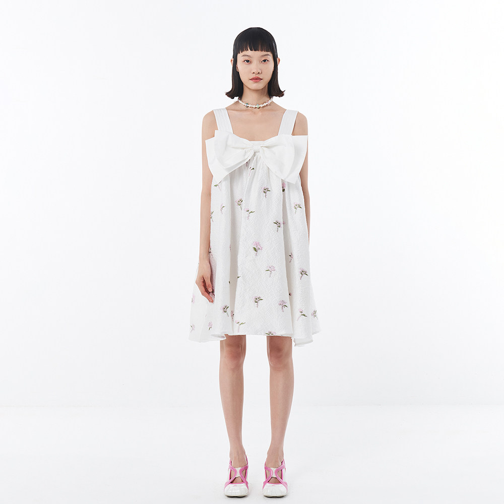 esterhsu连衣裙女双双层蝴蝶结娃娃吊带时尚气质连衣裙