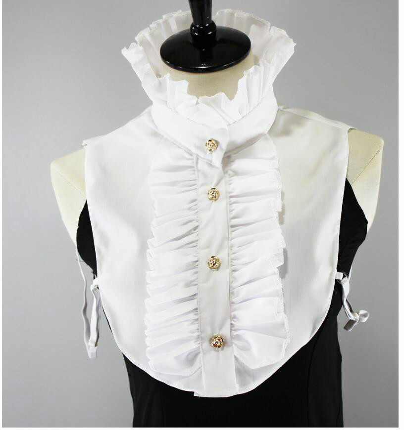 纯棉秋冬复古宫廷风拉夫领荷叶边花边立领半高领装饰衬衣假领子女