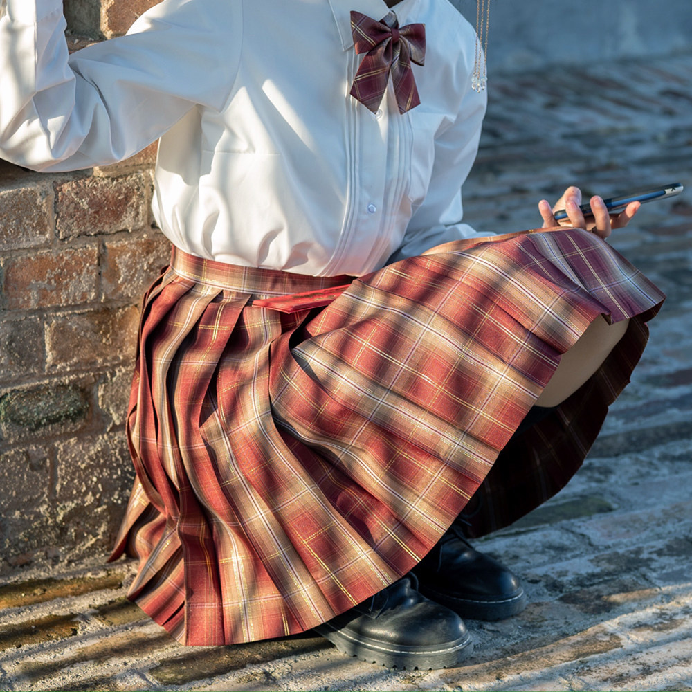 奈良千寻富婆原创正品金线红色色格jk制服jk