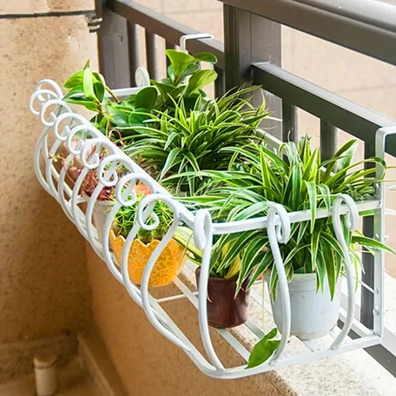 欧式栏杆花架护栏悬挂花篮铁艺阳台多肉挂式花架