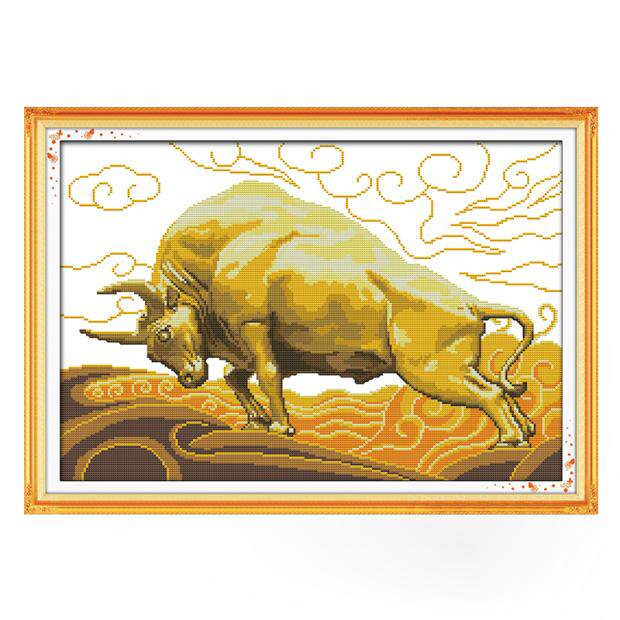 图案线秀十字绣印花牛气冲天十二生肖钻石动物牛款十字绣套件