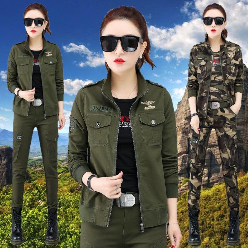 户外休闲迷彩服套装2021秋季新款军训一套军装作训外套