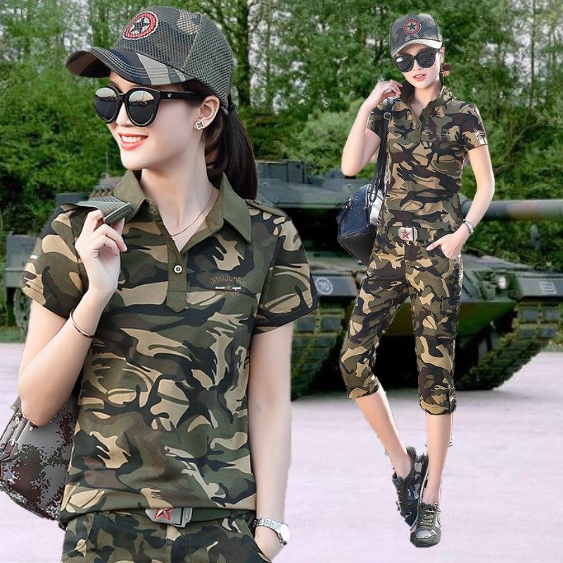 翻领件套中裤两户外新款夏装2021军装套装迷彩作训外套