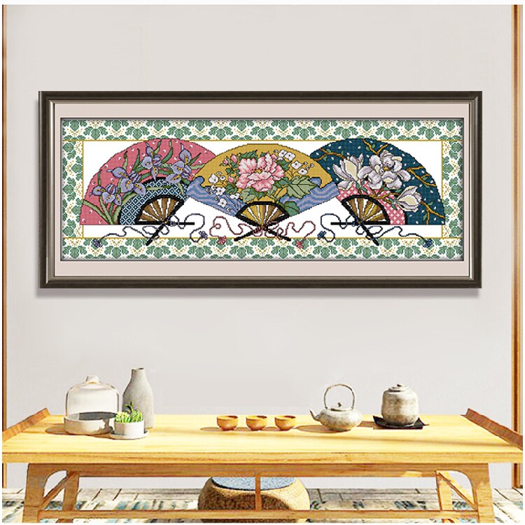 线绣古风刺绣名族茶室客厅大幅古典图复新款十字绣套件