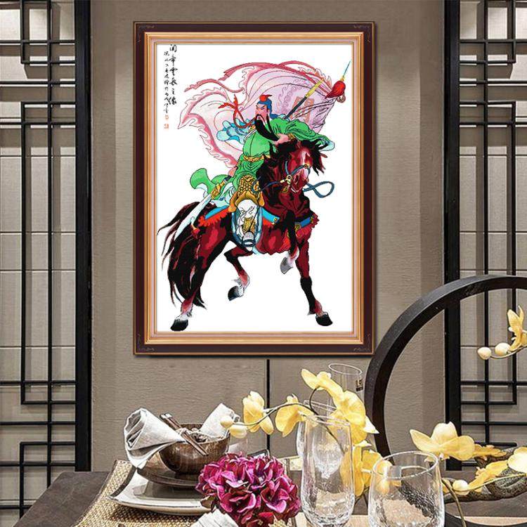十字绣关公骑马2019新款大幅客厅玄关关羽中堂十字绣套件