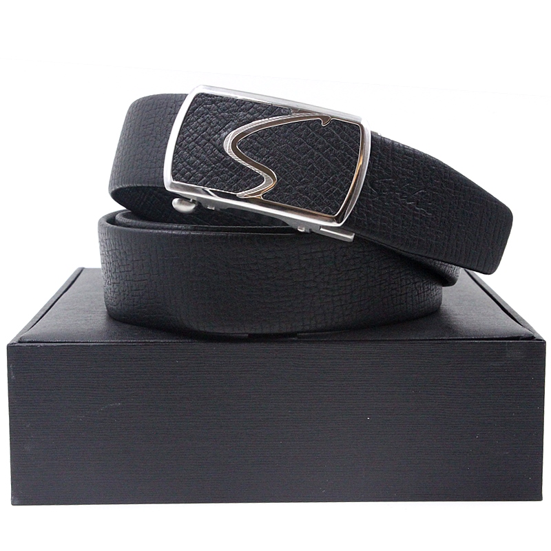 沙驰皮带男士新款商务头层牛皮休闲不锈钢自动腰带