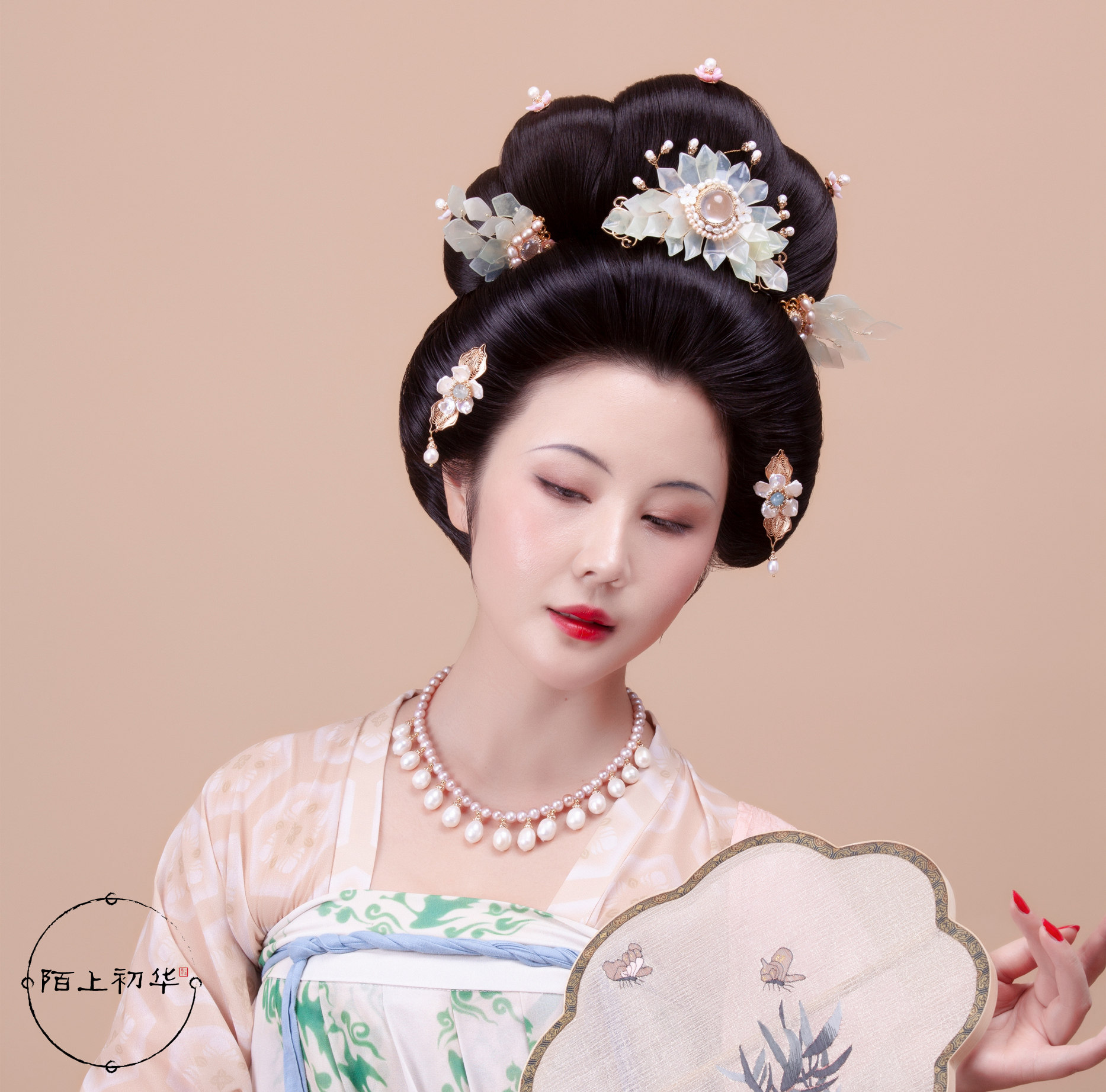 【陌上初华】岫玉珍珠水沫玉发冠