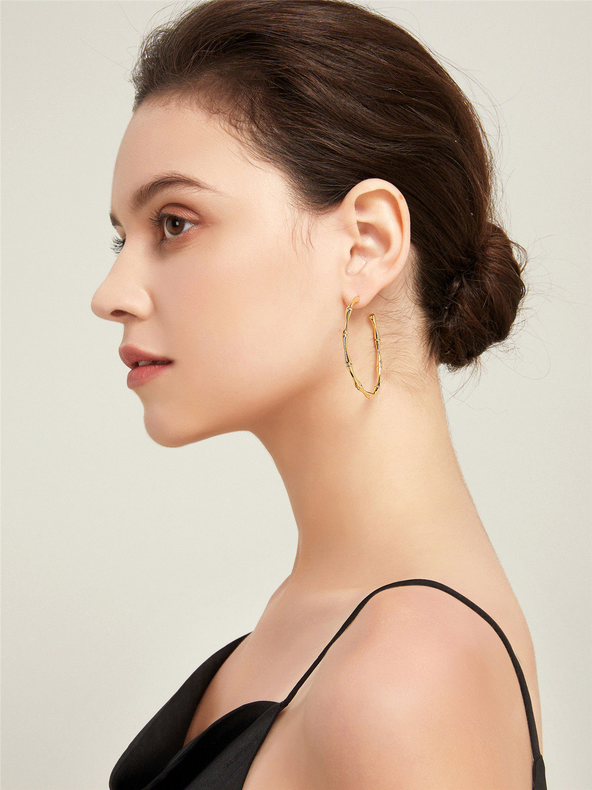 uniquelady金色竹节大圆圆圈圈耳环韩国气质长圆耳环