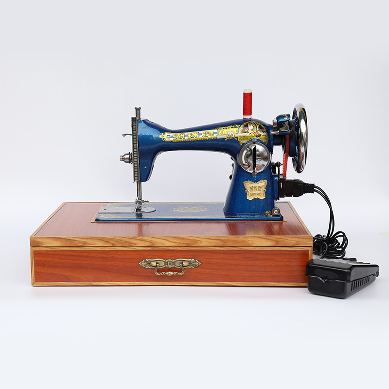 蝴蝶牌老式缝纫机家用电动脚踩衣车上海裁缝机小型缝衣机家庭