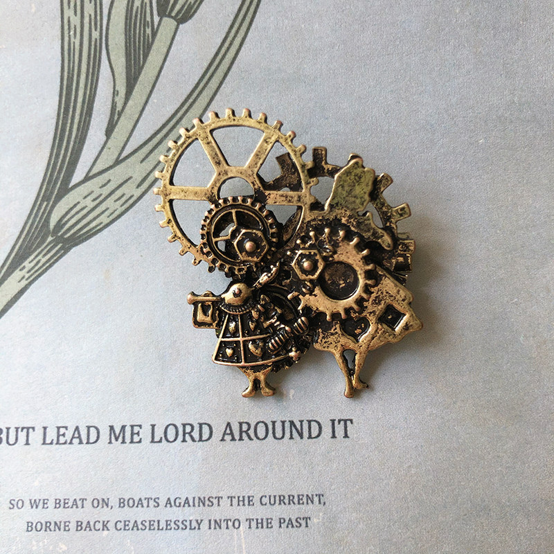 爱丽丝系列复古做旧蒸汽齿轮男女个性创意森系胸针