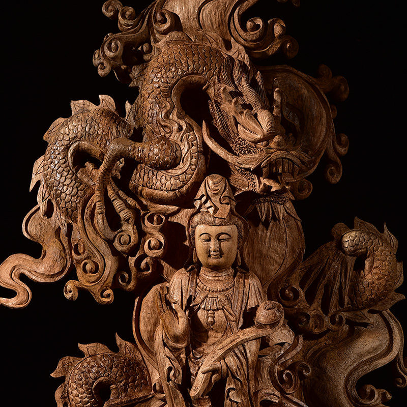 观音佛像木雕五龙观音五龙居家供奉摆件沉香香木木雕