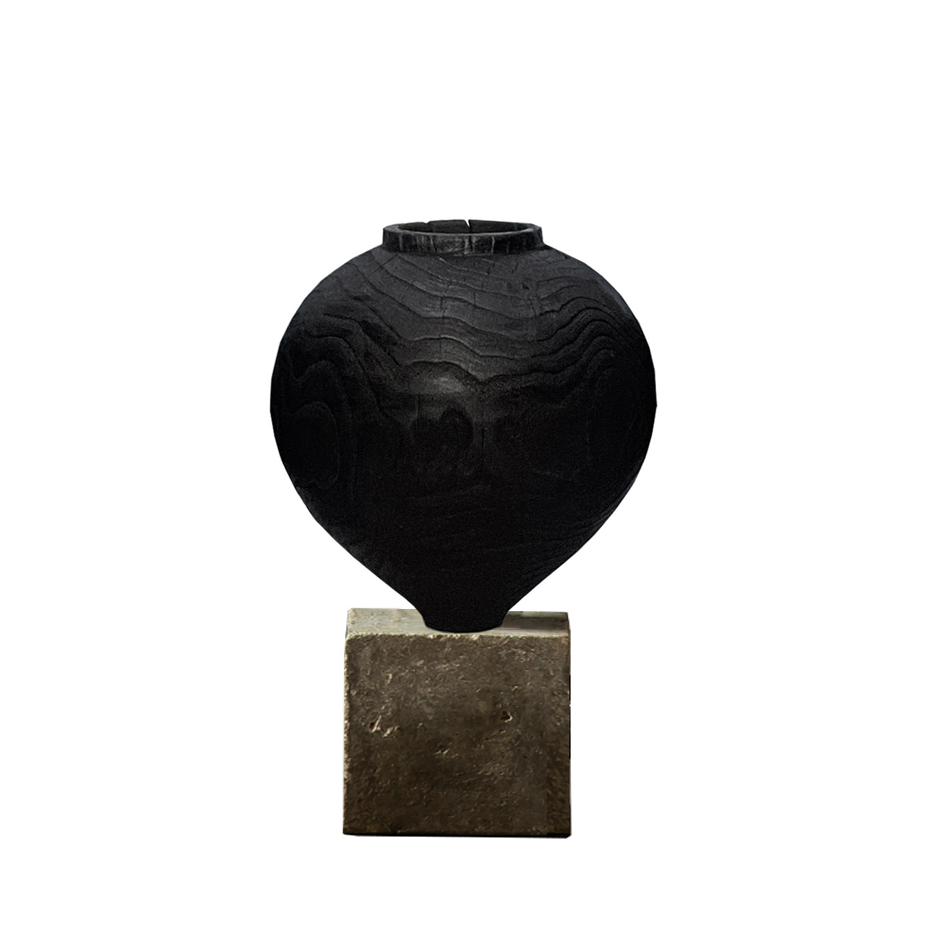 侘寂风炭烧木炭化手工木制花瓶摆件样板房民宿花瓶