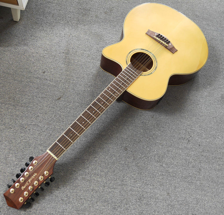 吉他十二正品二弦民谣电箱云杉缺角弦木jita吉他-民谣吉他