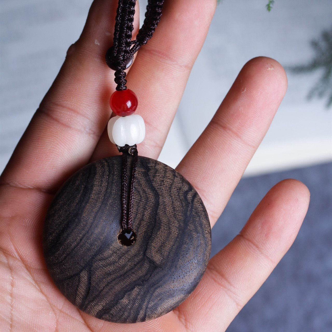 沉香越南芽庄平安扣沉天然吊坠项链佛珠