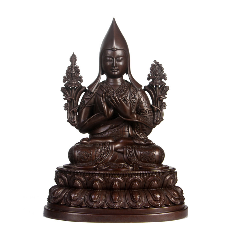 真古意宗喀巴大师佛像摆件纯铜宗喀巴大师铜像师傅密宗藏传佛教